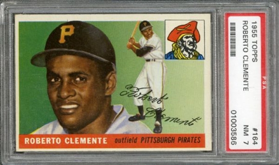 1955 Topps #164 Roberto Clemente Rookie Card - PSA NM 7